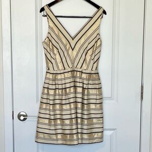 J. Crew Cream Dress with Gold & Black Stripes